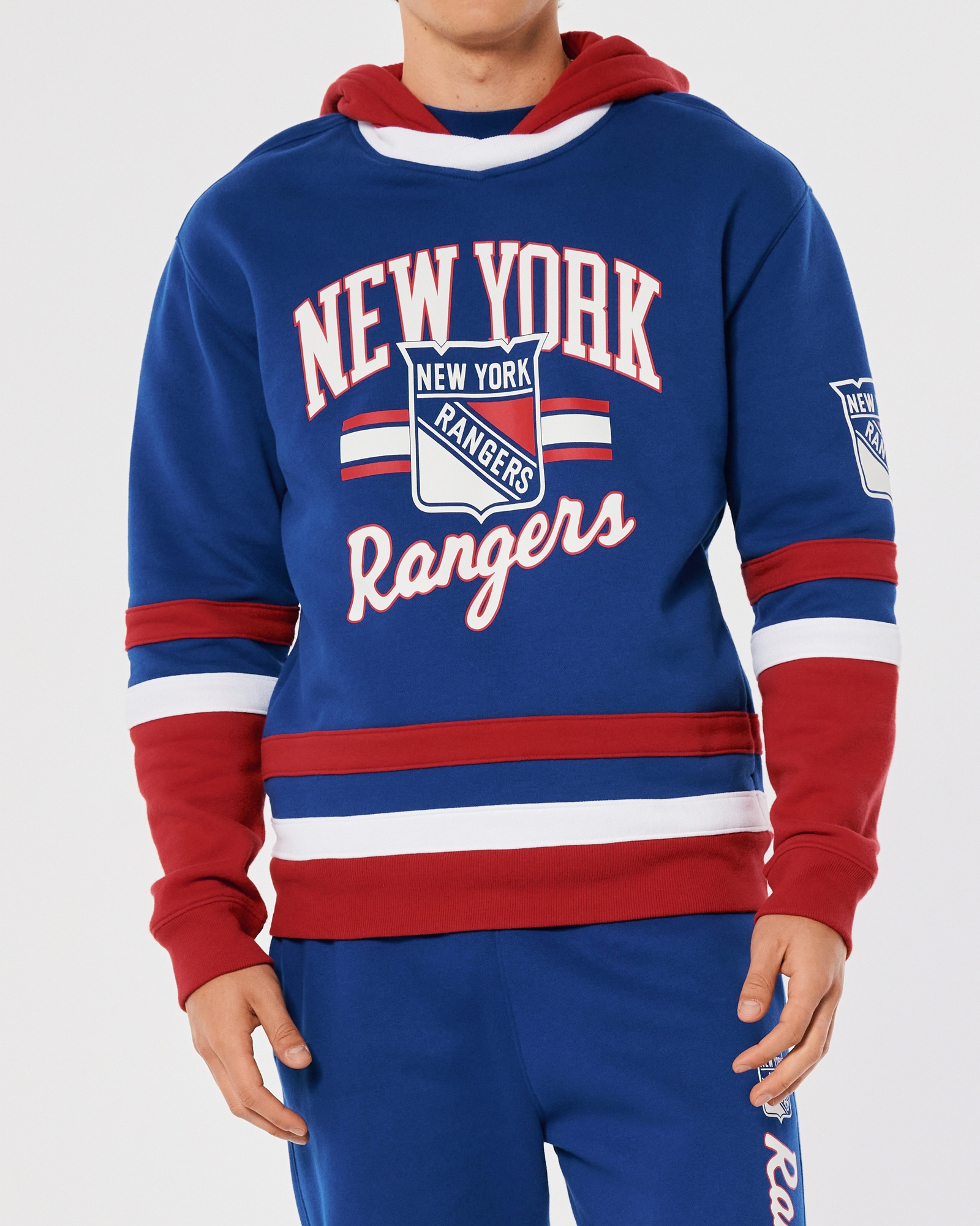 Men's Relaxed New York Rangers Graphic Hockey Jersey Hoodie, Men's  Clearance