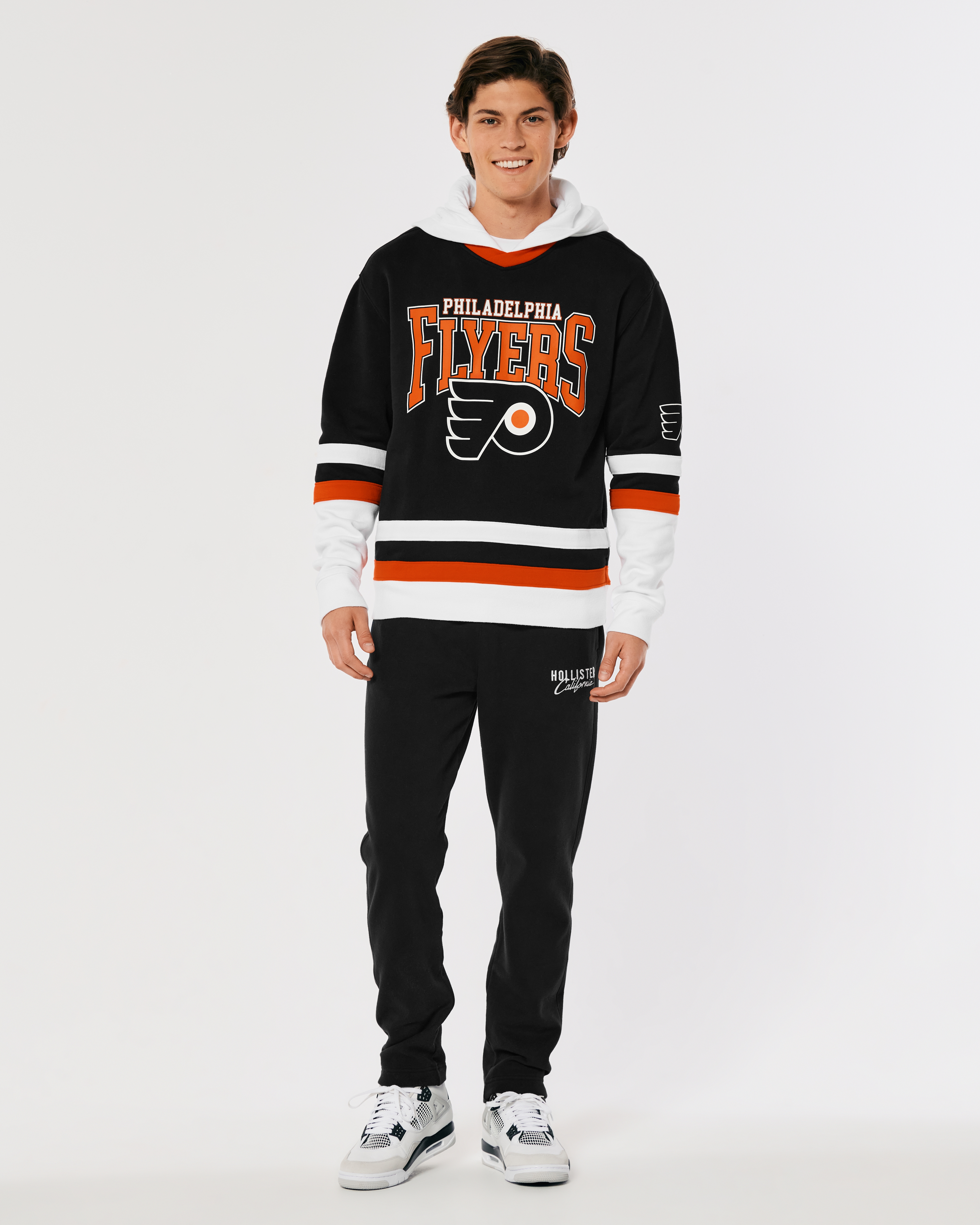 Hollister Relaxed Philadelphia Flyers Graphic Hockey Jersey Hoodie