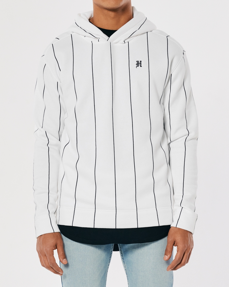 Men's Pinstripe Hoodie in White Stripe Size XXL from Hollister