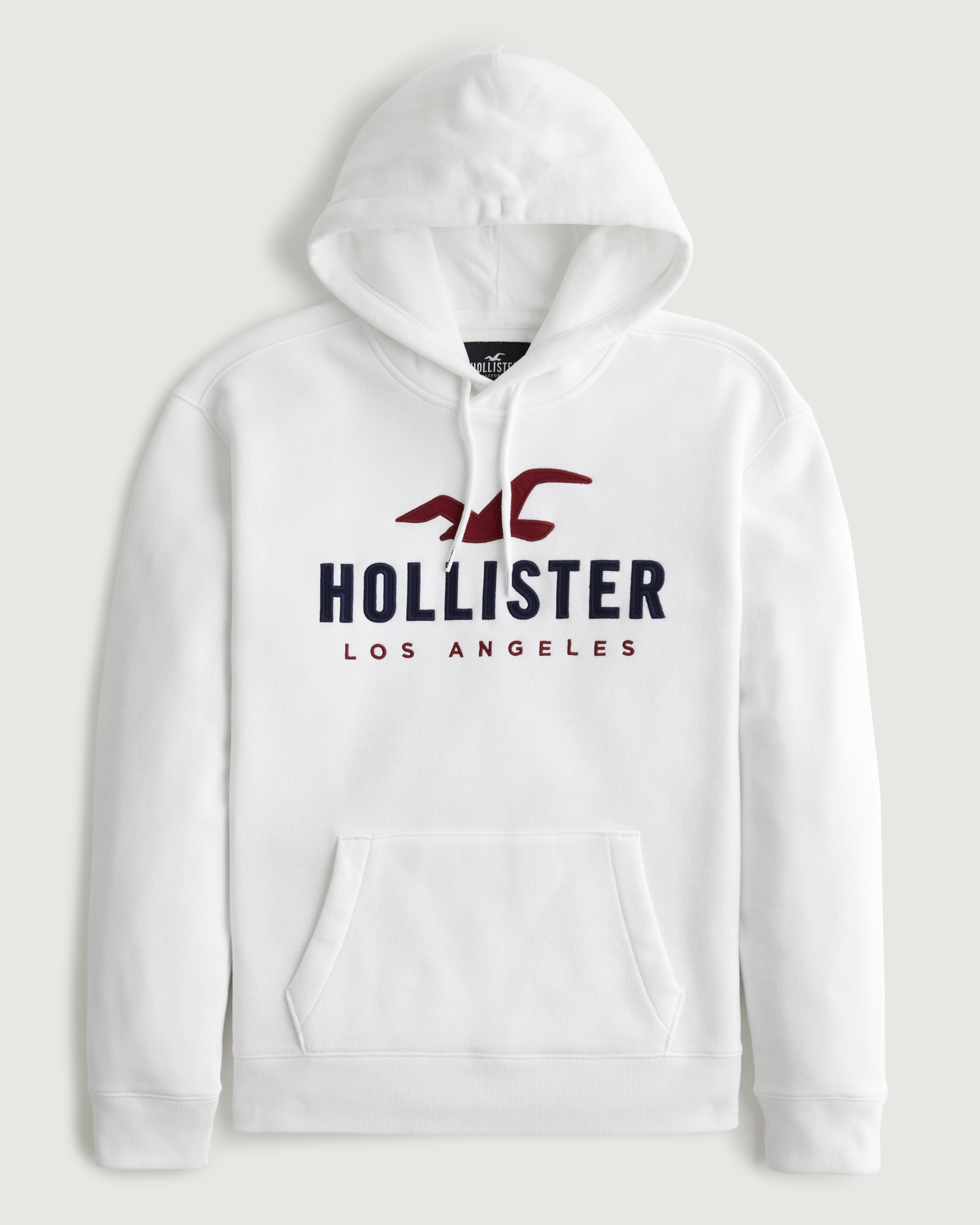 Hollister Hoodie Mens 2XS XXS White Pullover Sweater Pocket Spell Out  Casual