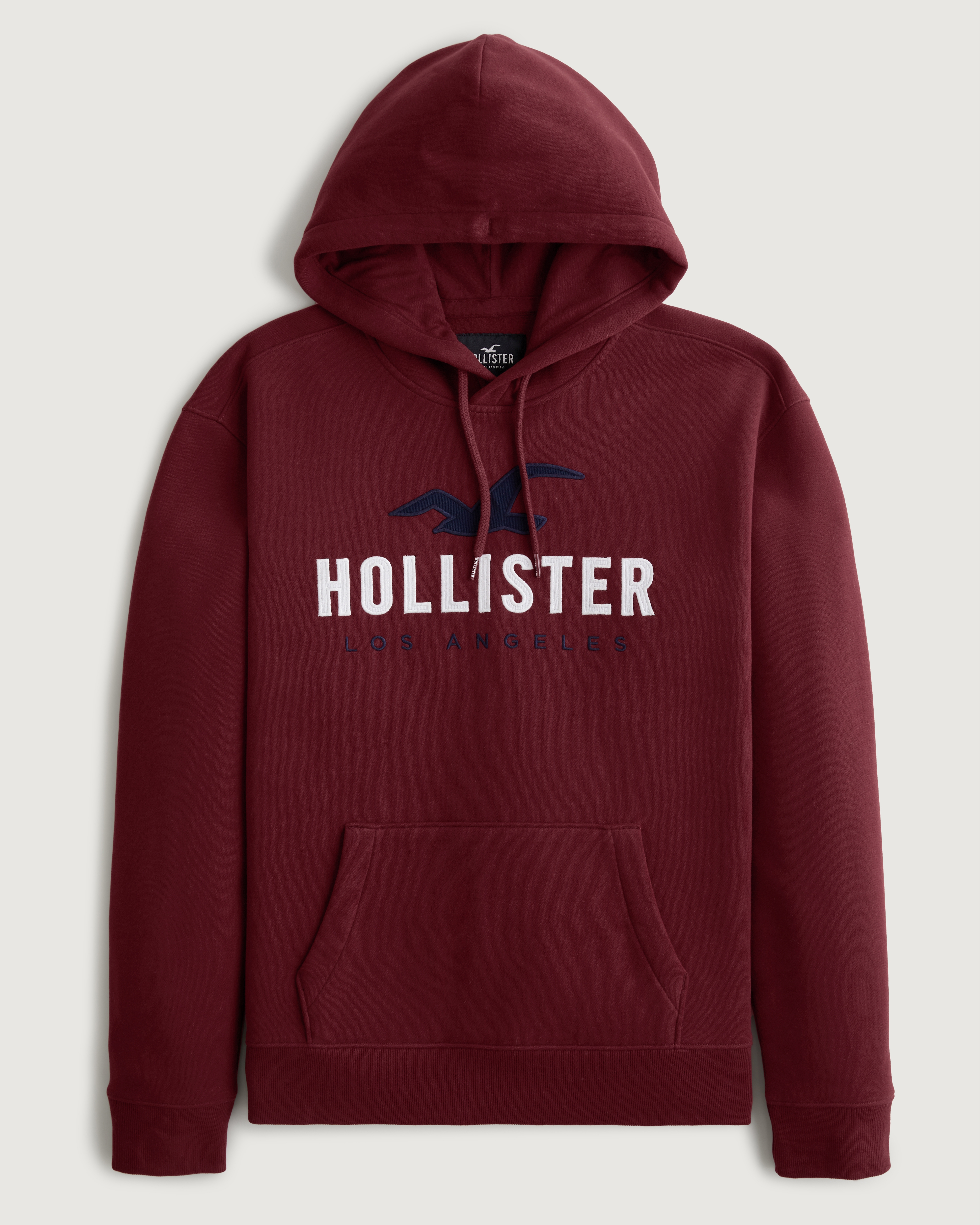 Hollister Hoodie Mens 2XS XXS White Pullover Sweater Pocket Spell Out Casual