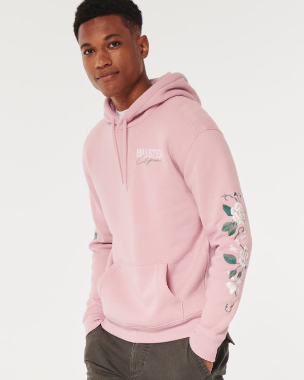 Pink and shop white hollister hoodie