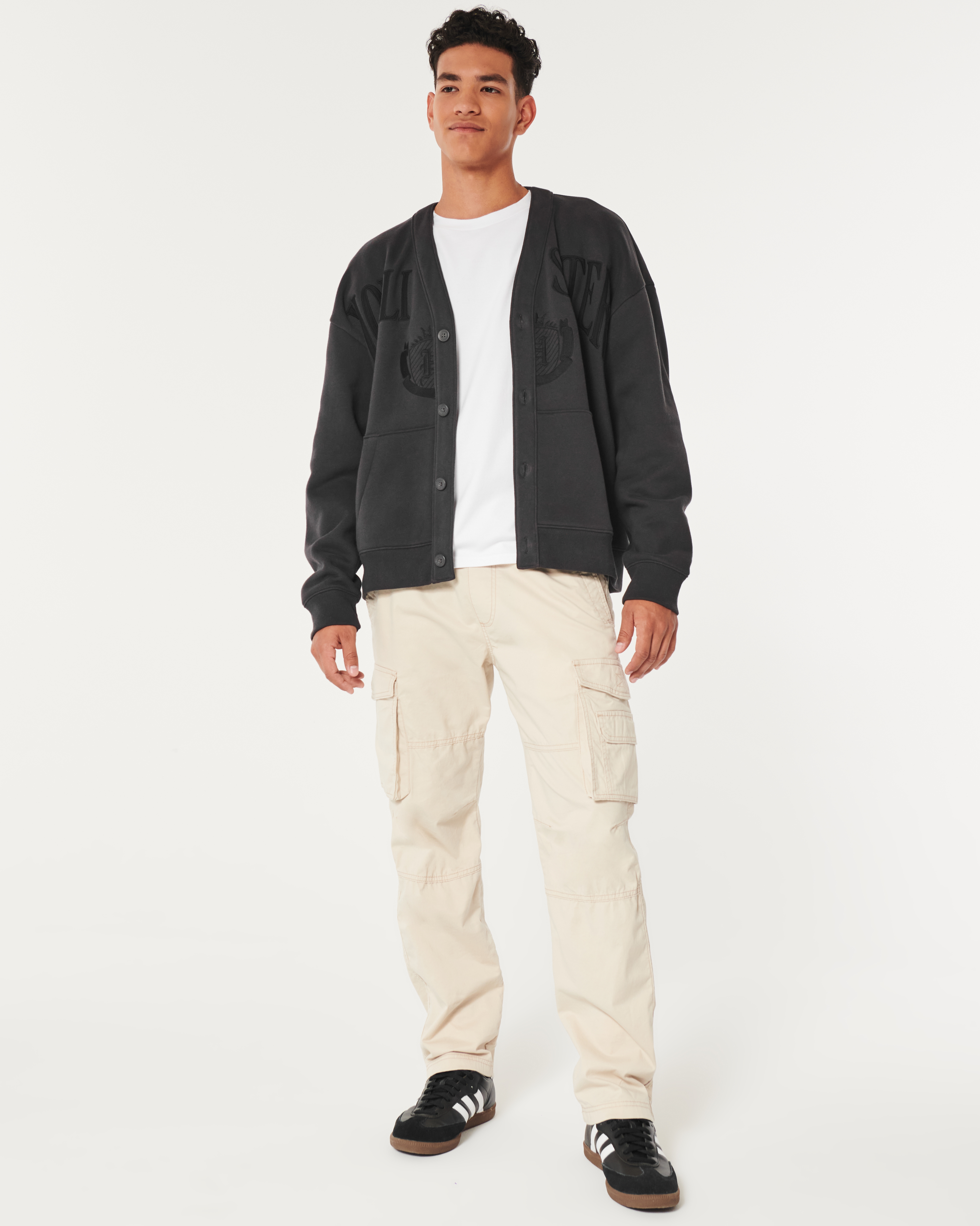 Hollister Relaxed Fleece Logo Cardigan