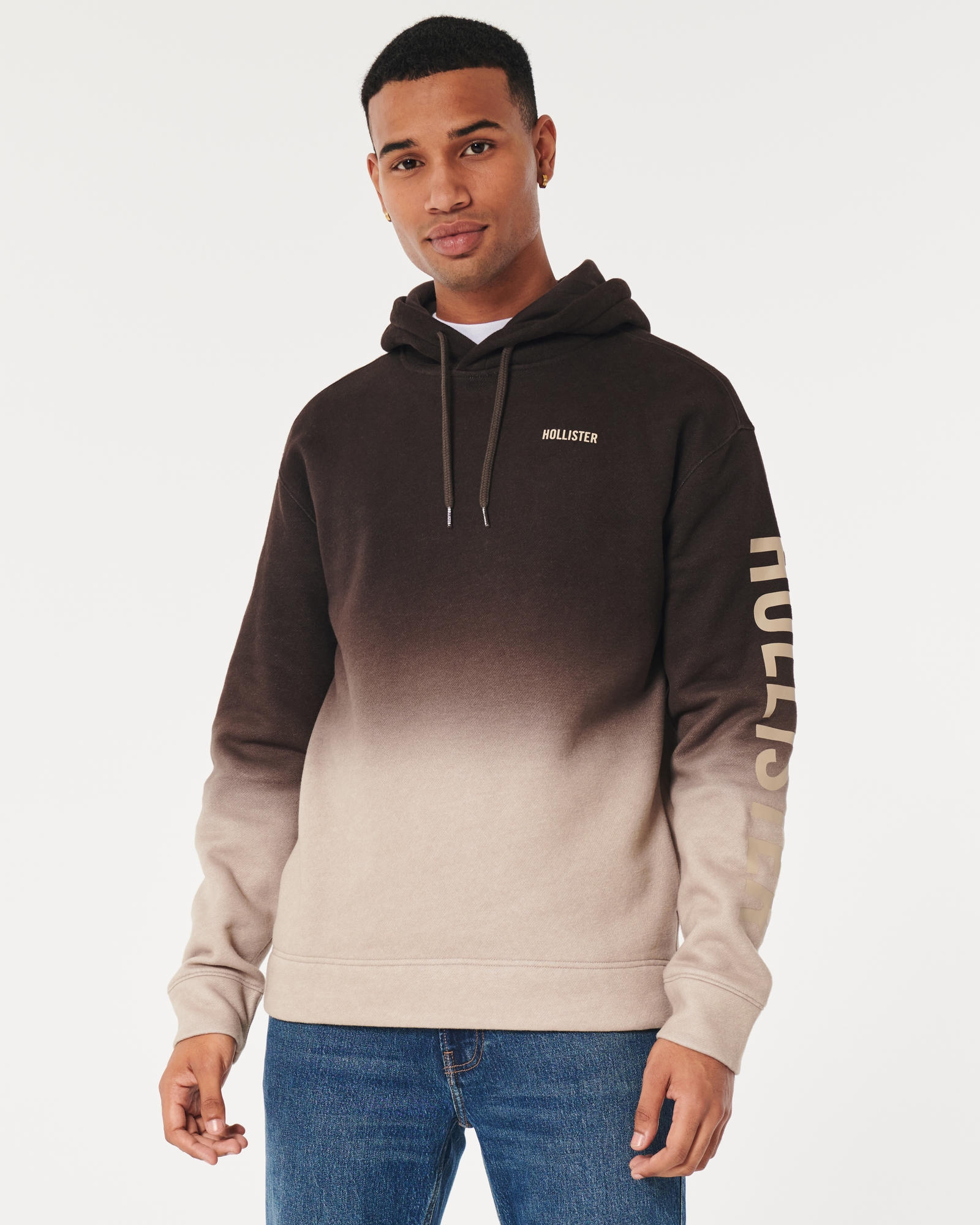 Hollister hoodie in grey with chest logo - ShopStyle