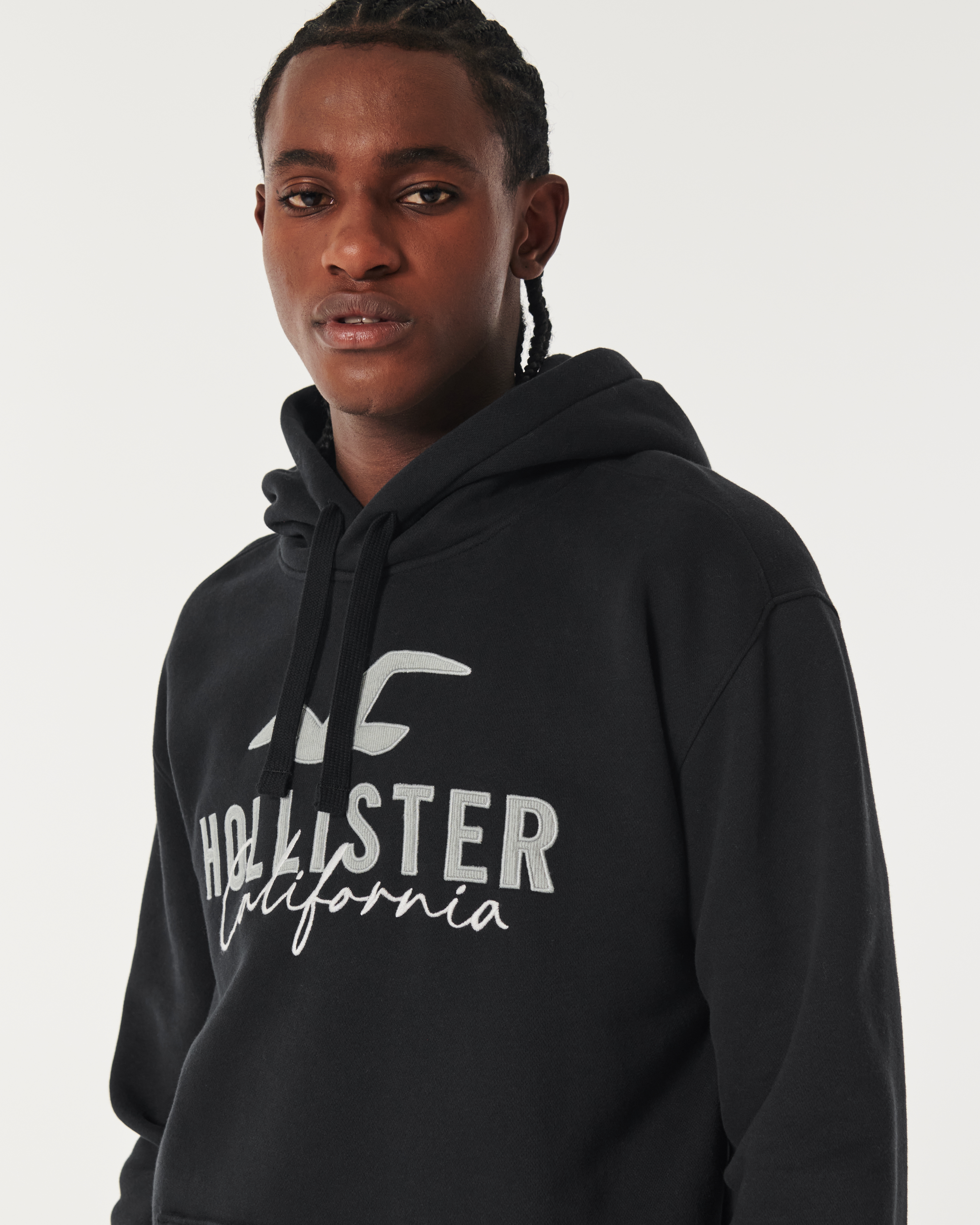 Mens black hollister hoodie sale