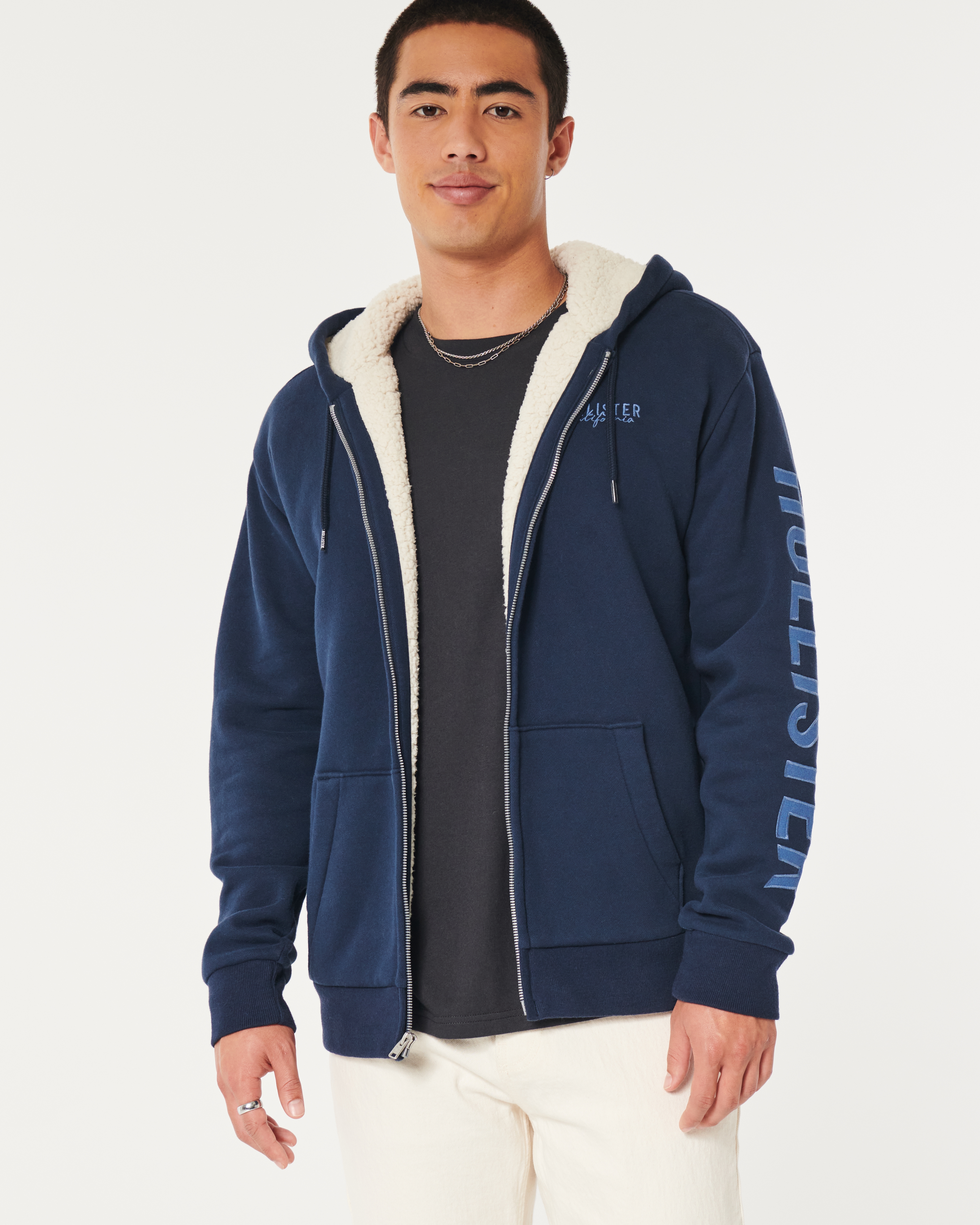 Hollister mens sherpa lined hoodie sale