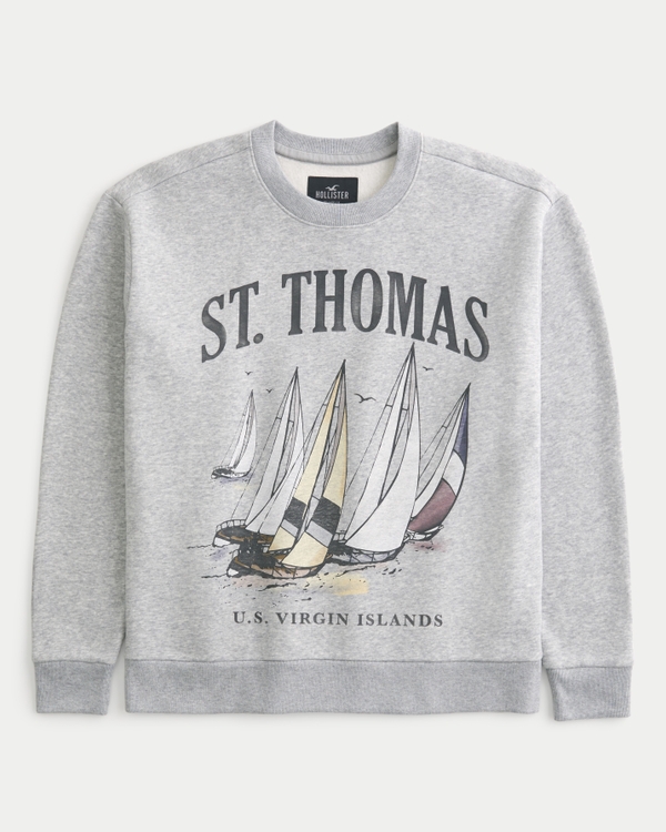 St. Thomas Virgin Islands Graphic Crew Sweatshirt, Heather Grey