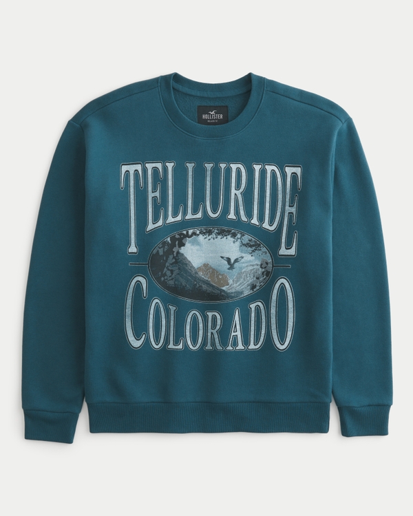 Telluride Colorado Graphic Crew Sweatshirt, Dark Teal
