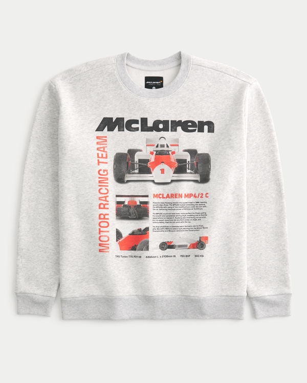 Relaxed McLaren Graphic Crew Sweatshirt, Light Heather Grey - Mclaren
