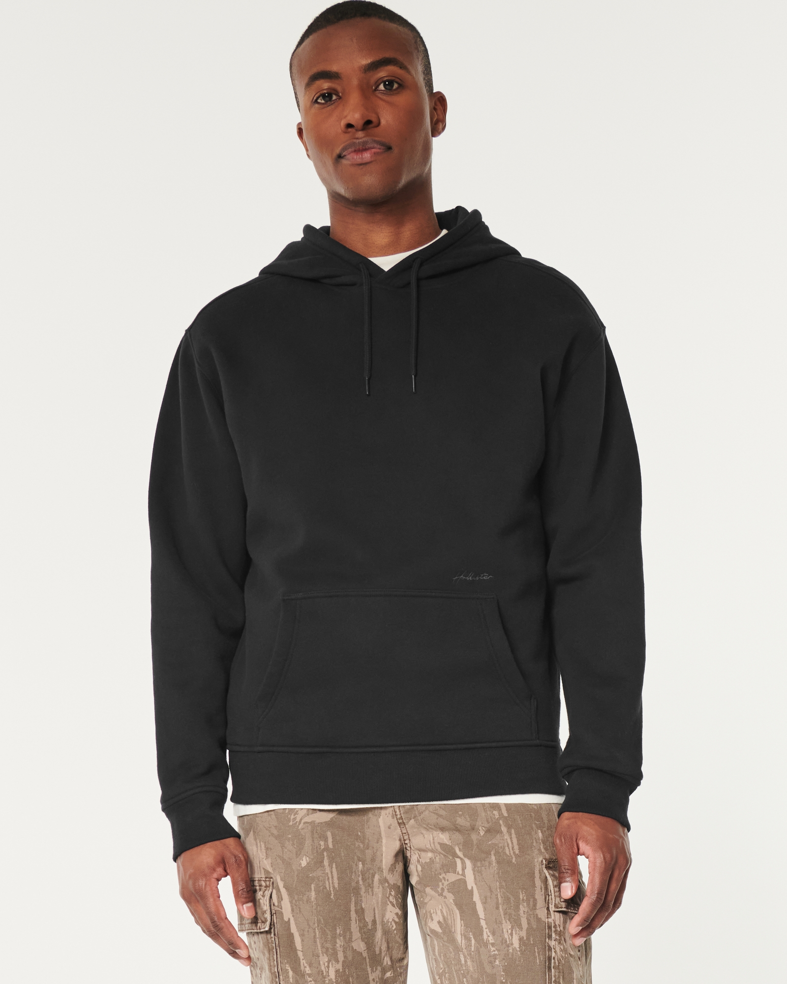 Hollister Hoodie Men's Large Burgundy Zipper Pockets Pullover Sweatshirt  Logo