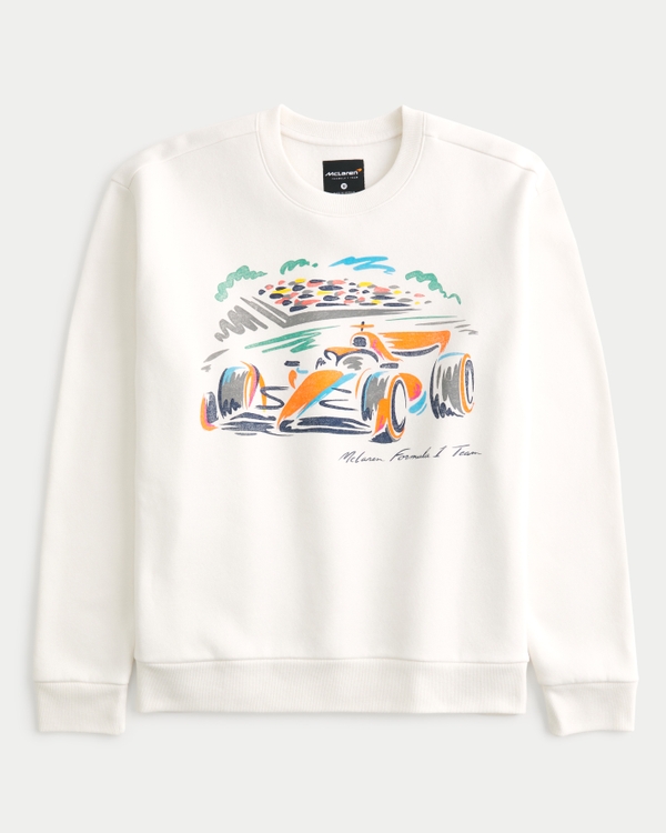 Relaxed McLaren Racing Graphic Crew Sweatshirt, Off White - Mclaren