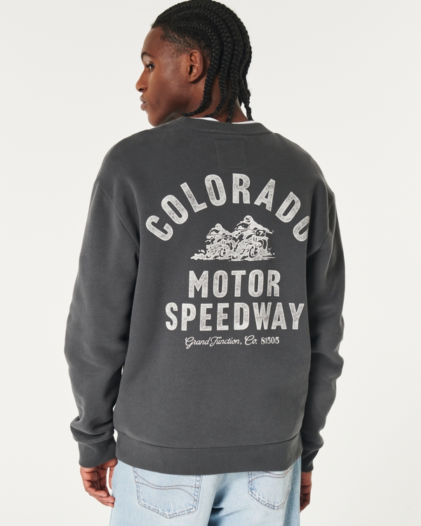 Relaxed Colorado Motor Speedway Graphic Crew Sweatshirt, Faded Black
