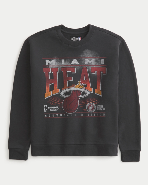 Relaxed Miami Heat Graphic Crew Sweatshirt, Black - Miami