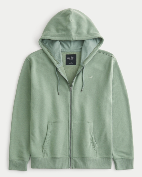 Relaxed Terry Fleece Zip-Up Hoodie, Sage