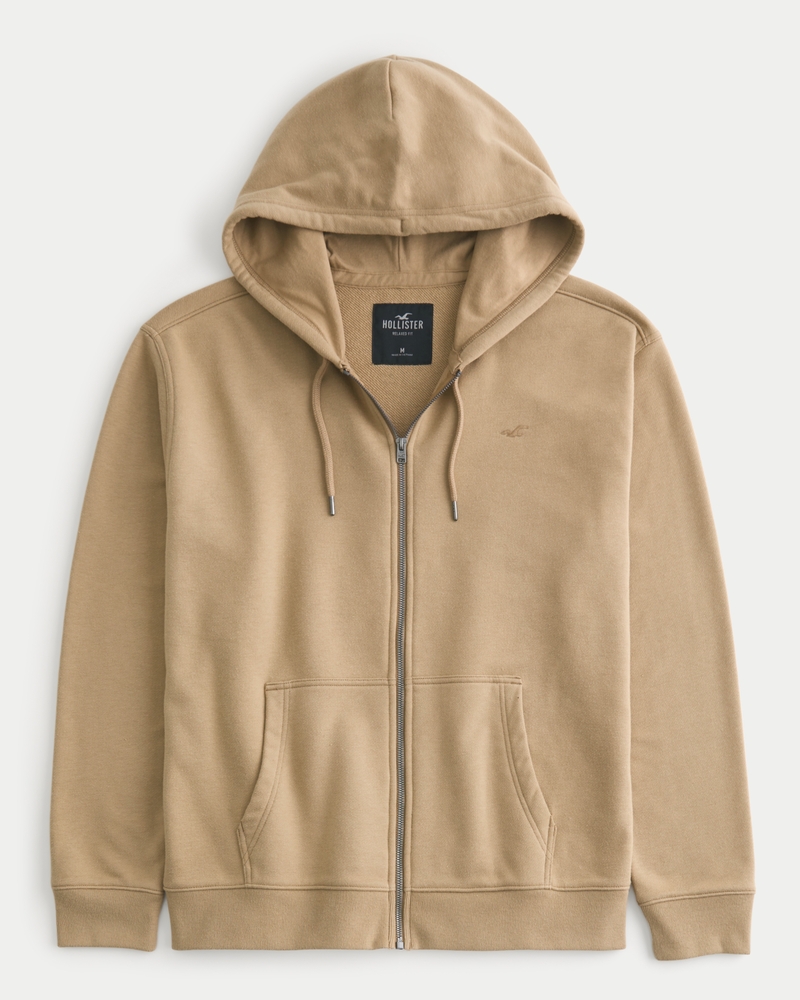 Relaxed Terry Fleece Zip-Up Hoodie