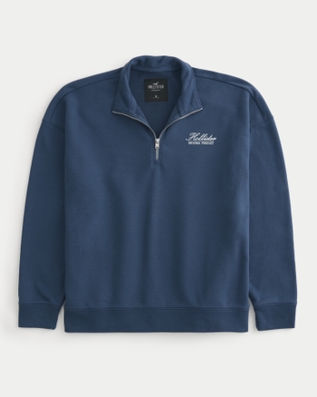 Men s Oversized Quarter Zip Logo Sweatshirt Men s New Arrivals