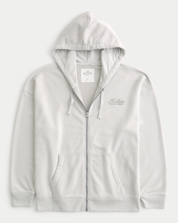 Hollister grey zip up hoodie discount