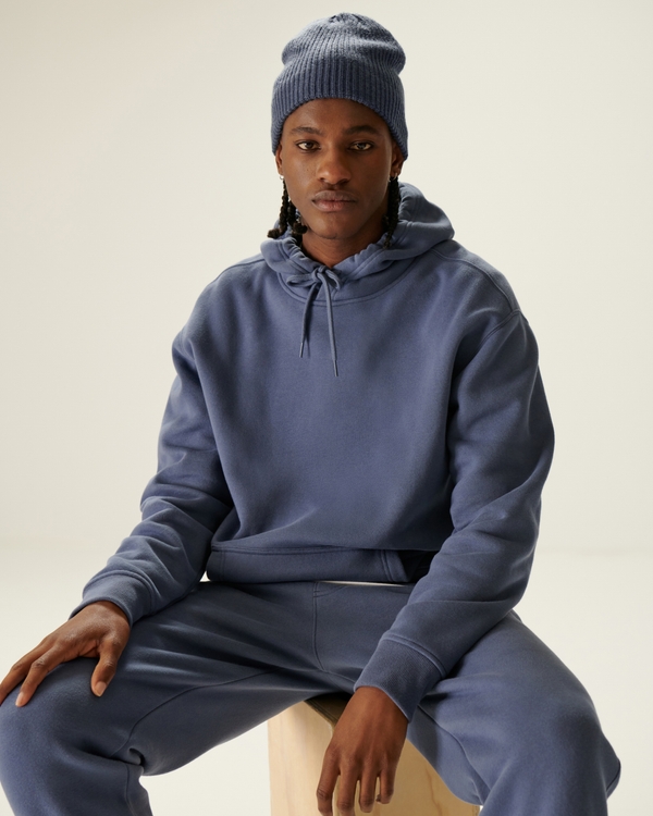 Hollister logo vertical ombre hoodie in black/blue