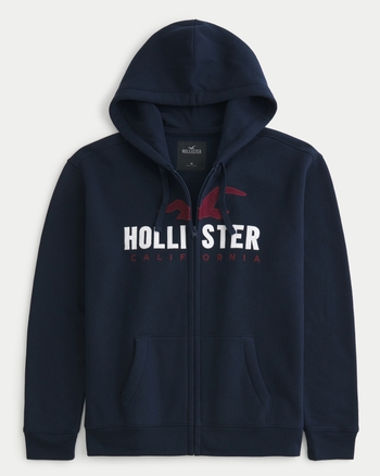 Hommes Sweat ?� capuche zipp?� imprim?� ?� logo | Hommes | HollisterCo.com