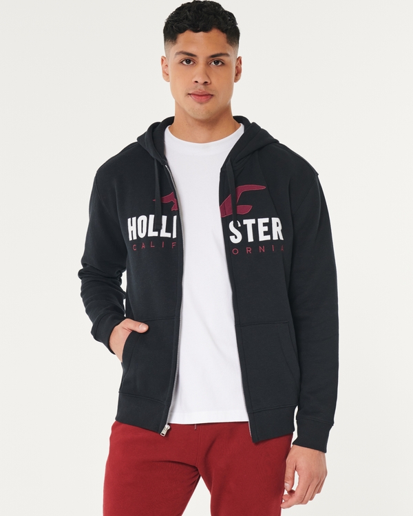 Hollister California Men's Logo Graphic Zip or Pullover Soft Fleece Hoodie  HOM-25 (X-Small, 1575-905) at  Men's Clothing store