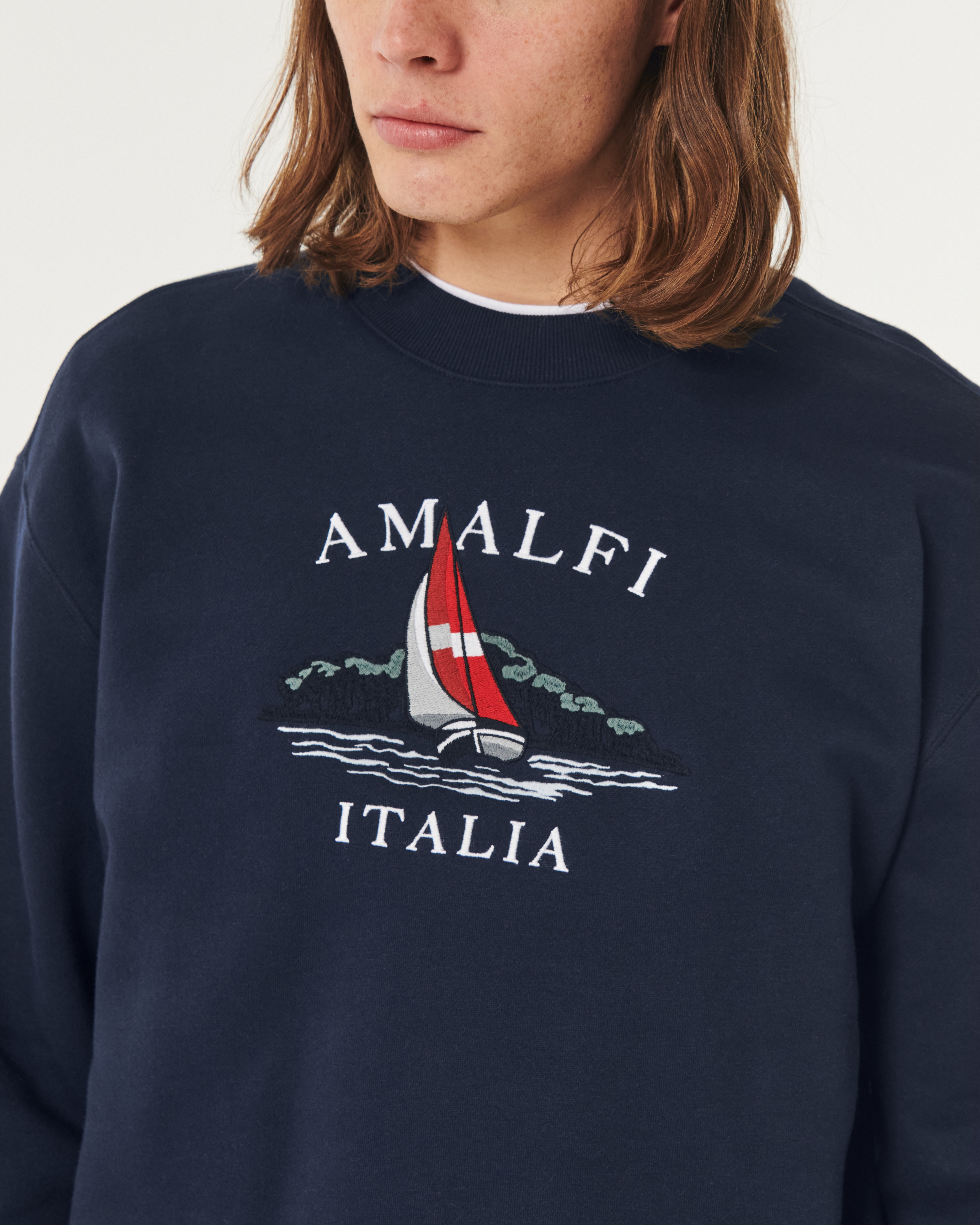Relaxed Amalfi Italia Graphic Crew Sweatshirt