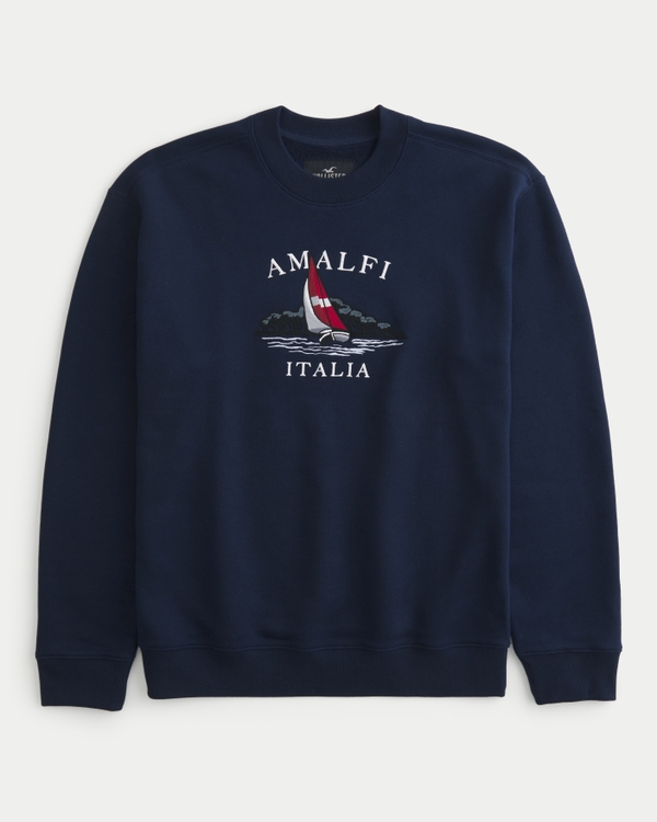 Men's Relaxed Amalfi Italia Graphic Crew Sweatshirt | Men's Tops | HollisterCo.com