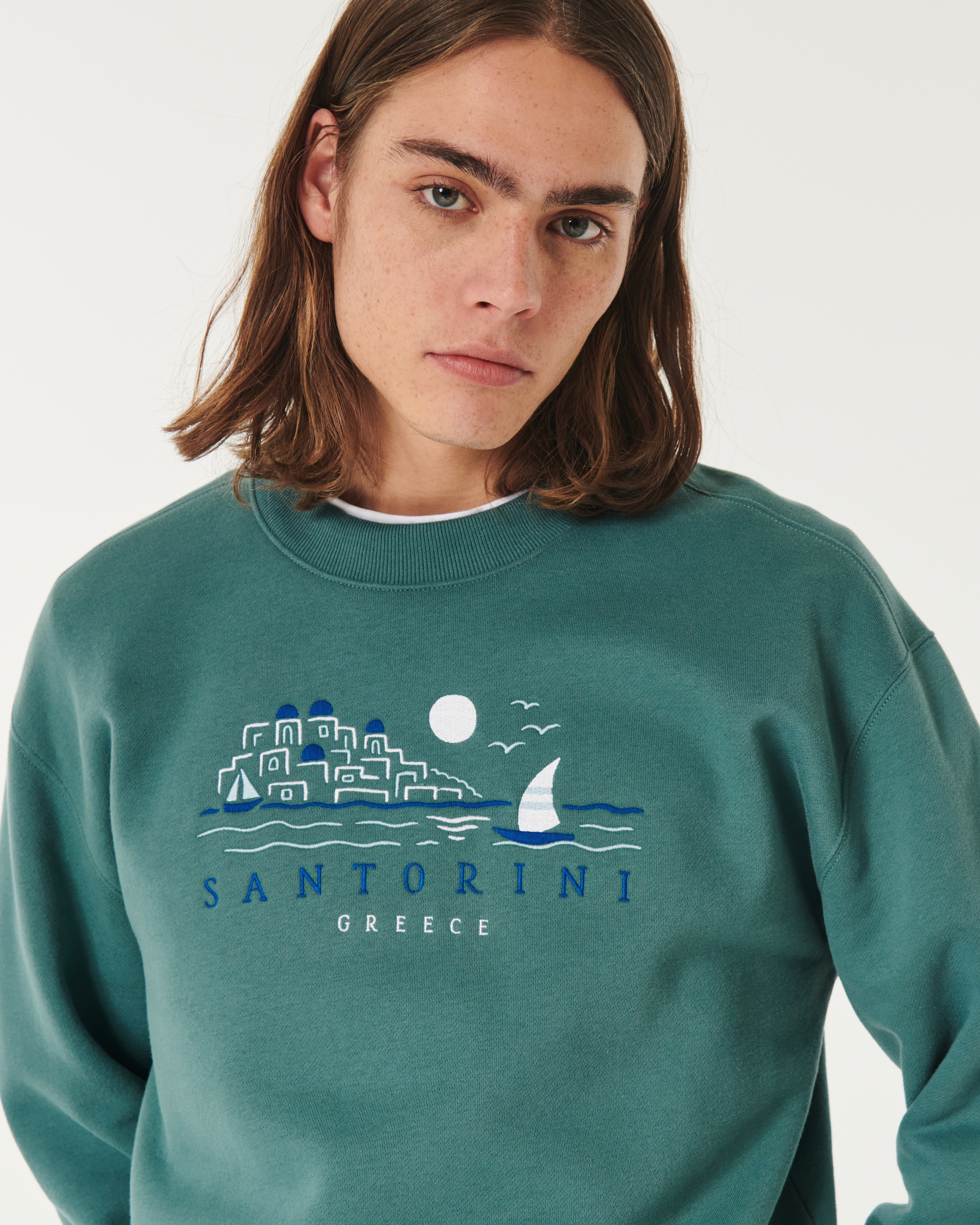 Relaxed Amalfi Italia Graphic Crew Sweatshirt
