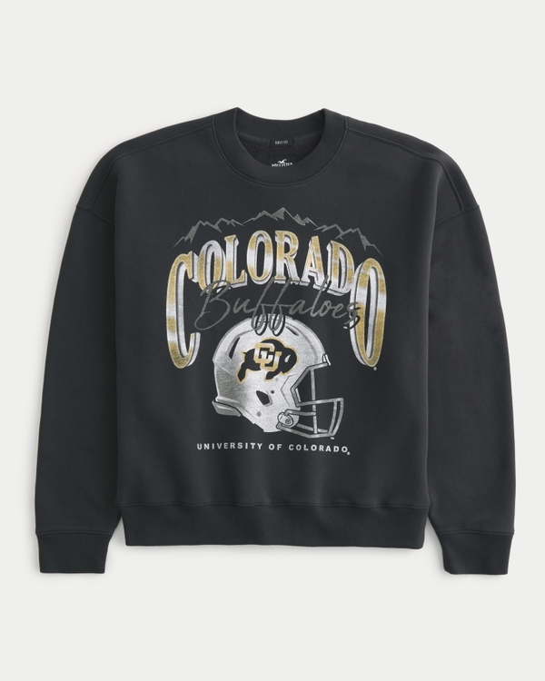 Boxy Colorado Buffaloes Graphic Crew Sweatshirt, Black