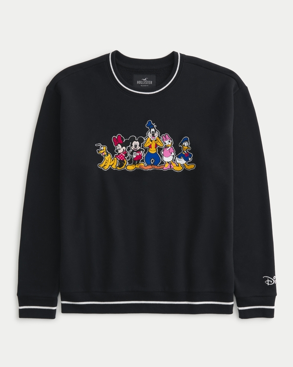 Relaxed Disney Characters Graphic Crew Sweater, Black