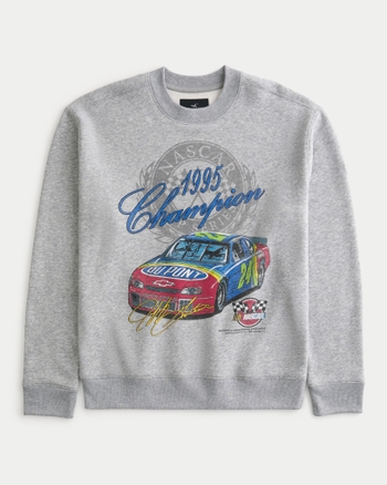 Men s Relaxed Jeff Gordon NASCAR Graphic Crew Sweater Men s Clearance HollisterCo