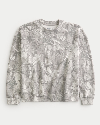 Men s Boxy Camo Crew Sweatshirt Men s Sweatshirts Sweatpants HollisterCo