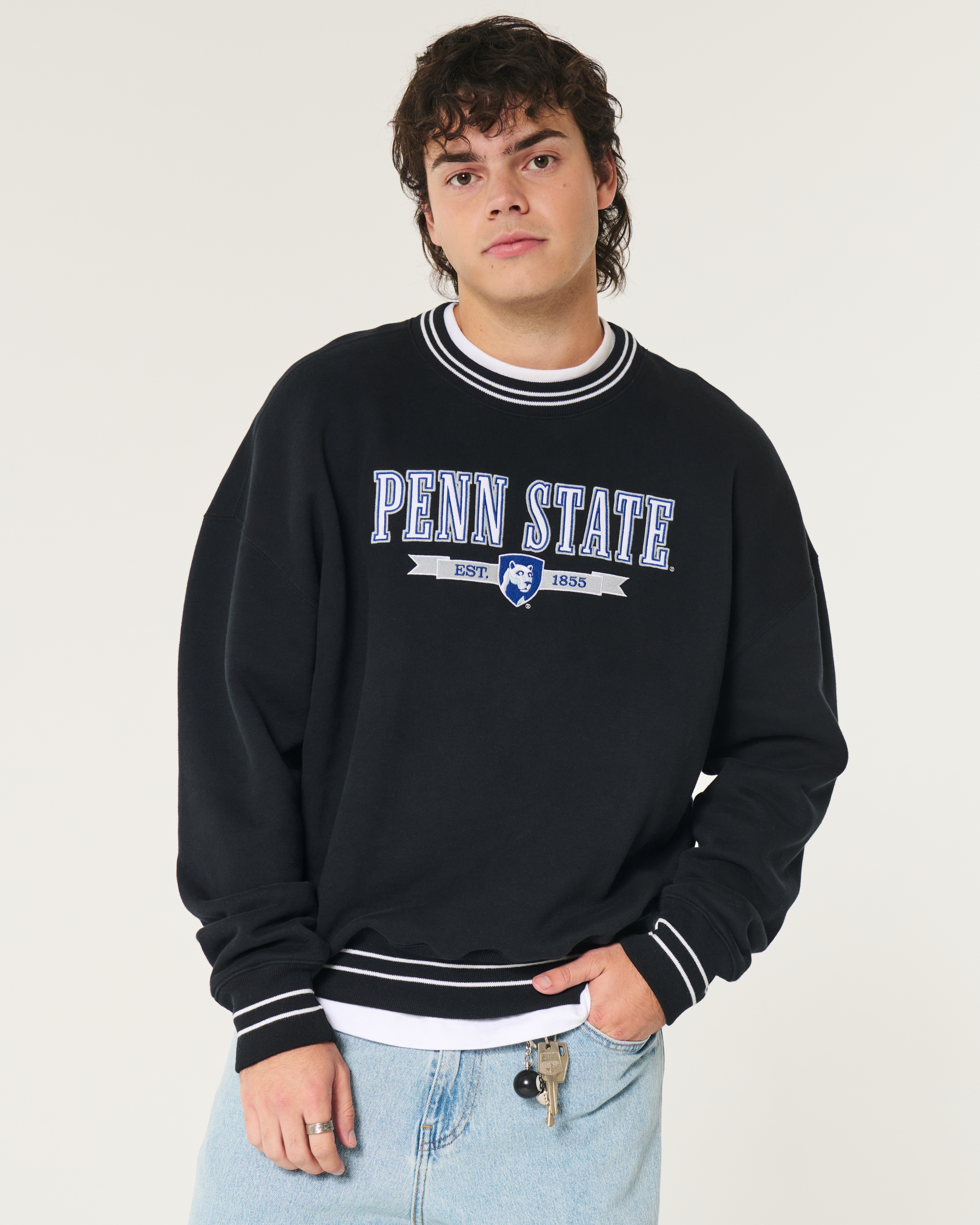 Boxy Penn State University Graphic Crew Sweatshirt