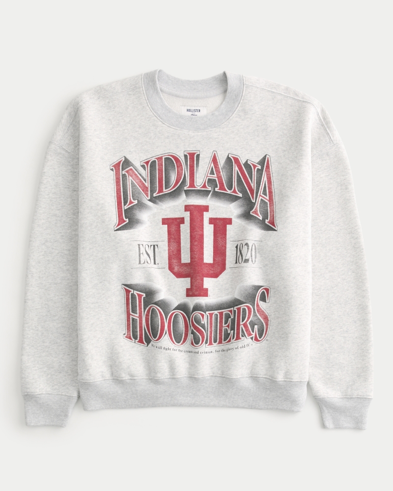 Men s Boxy Indiana University Hoosiers Graphic Crew Sweatshirt Men s Sleepwear Loungewear HollisterCo