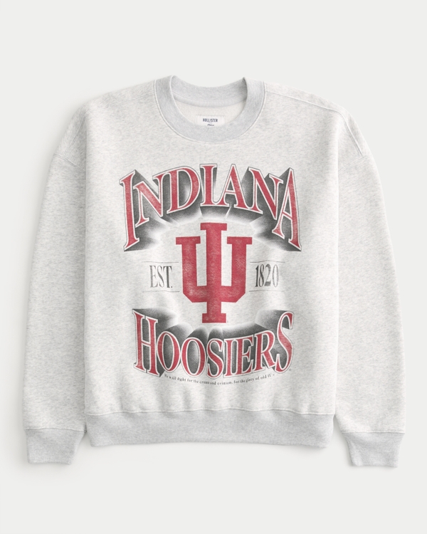 Indiana University Hoosiers Graphic Crew Sweatshirt, Light Heather Gray - Iu