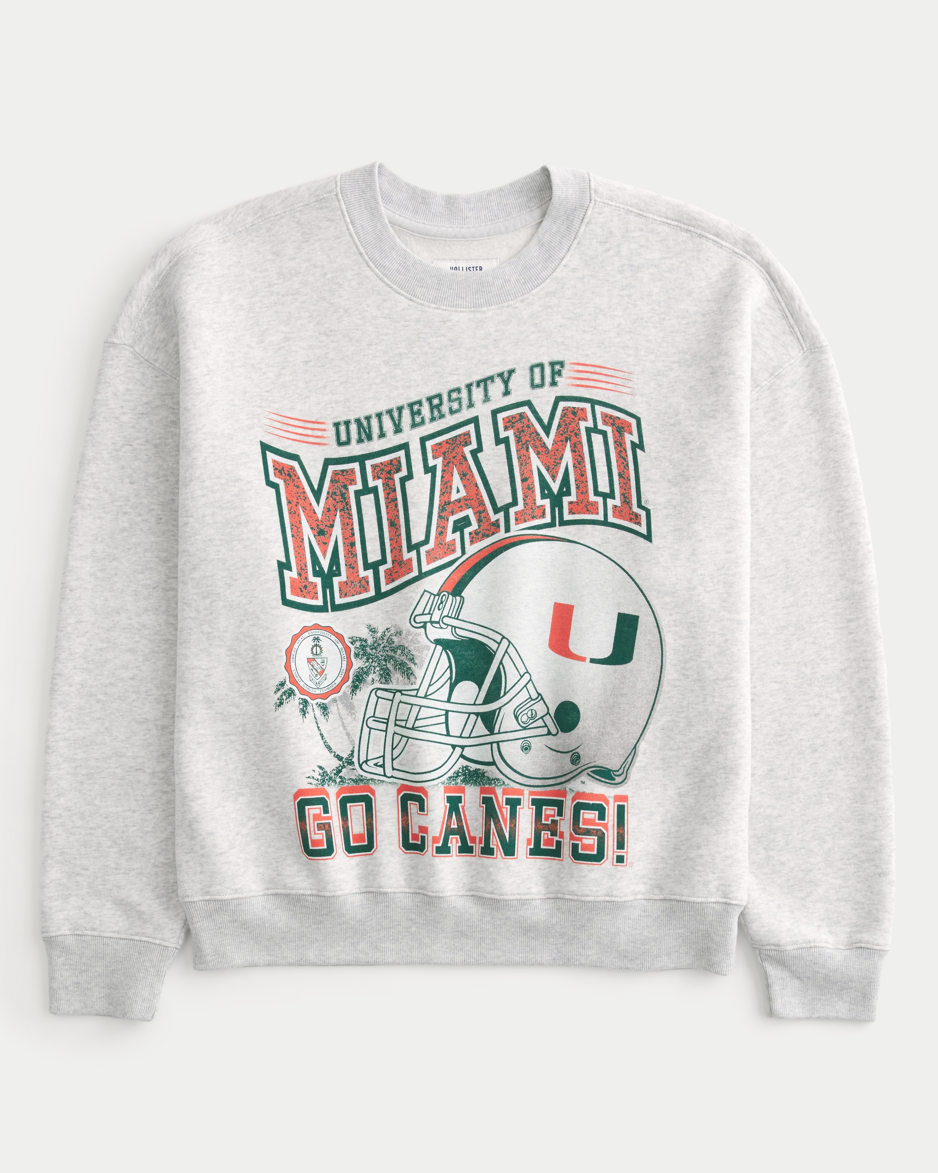 Boxy University of Miami Graphic Crew Sweatshirt