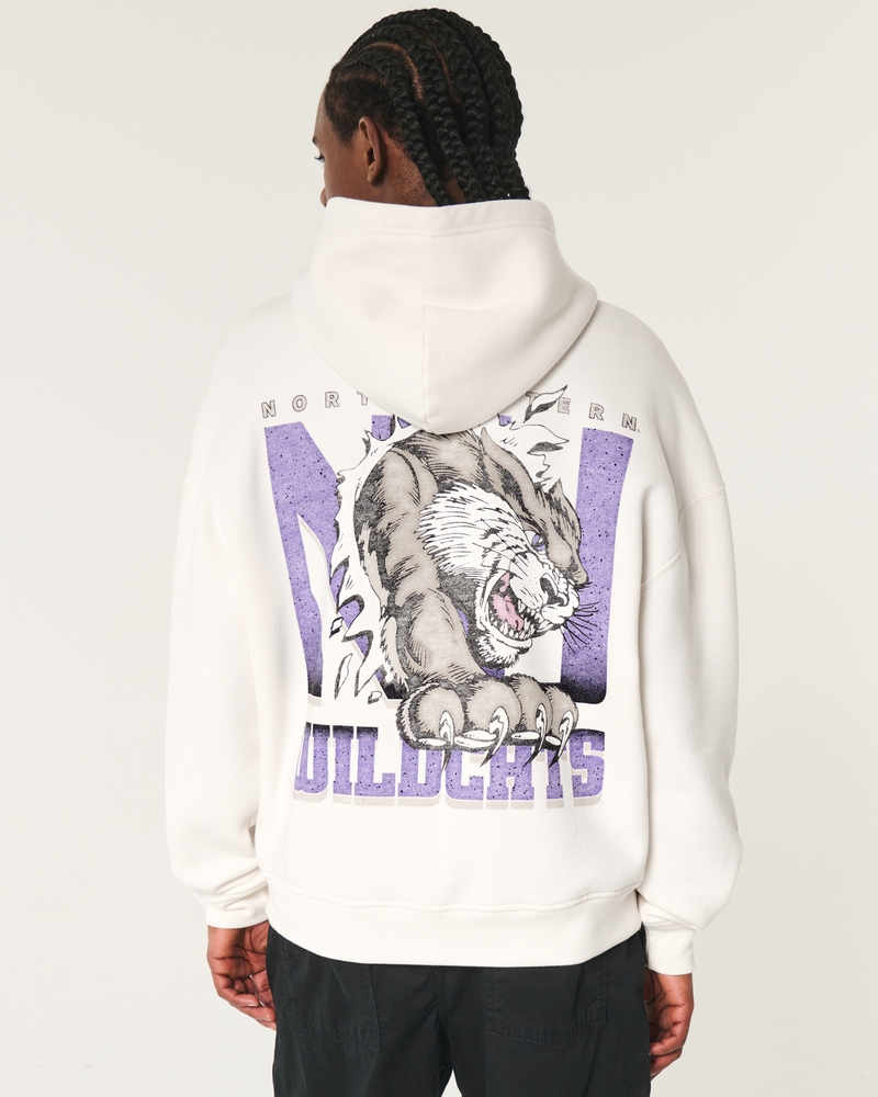Boxy Northwestern University Wildcats Graphic Hoodie