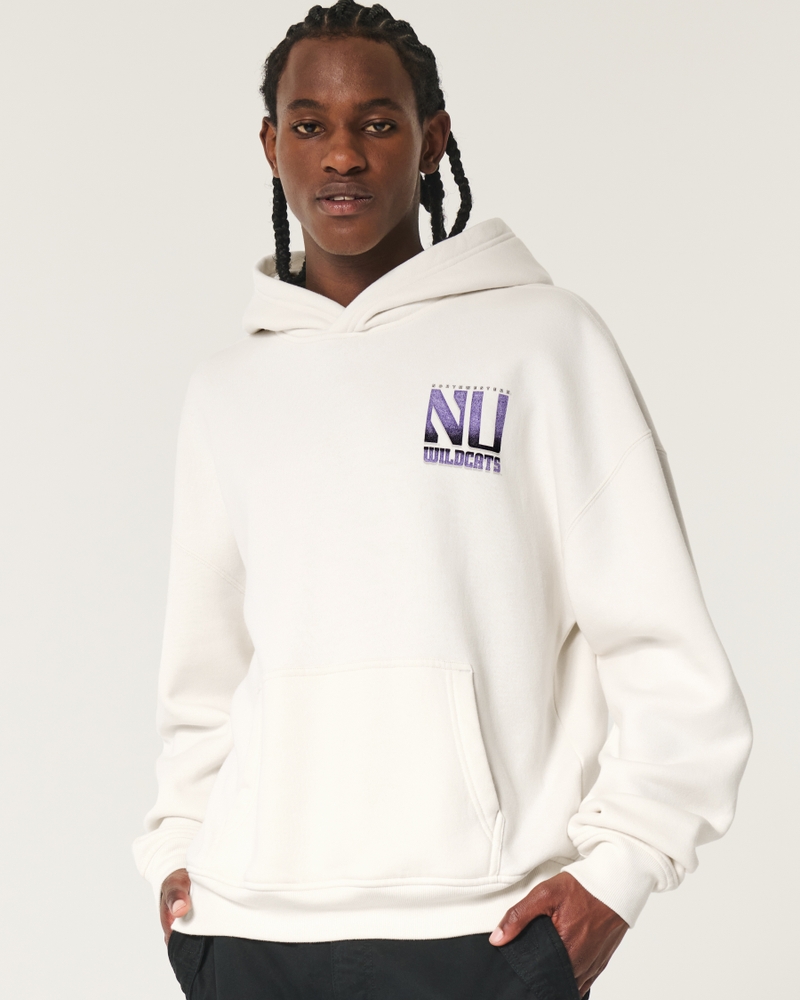 Boxy Northwestern University Wildcats Graphic Hoodie