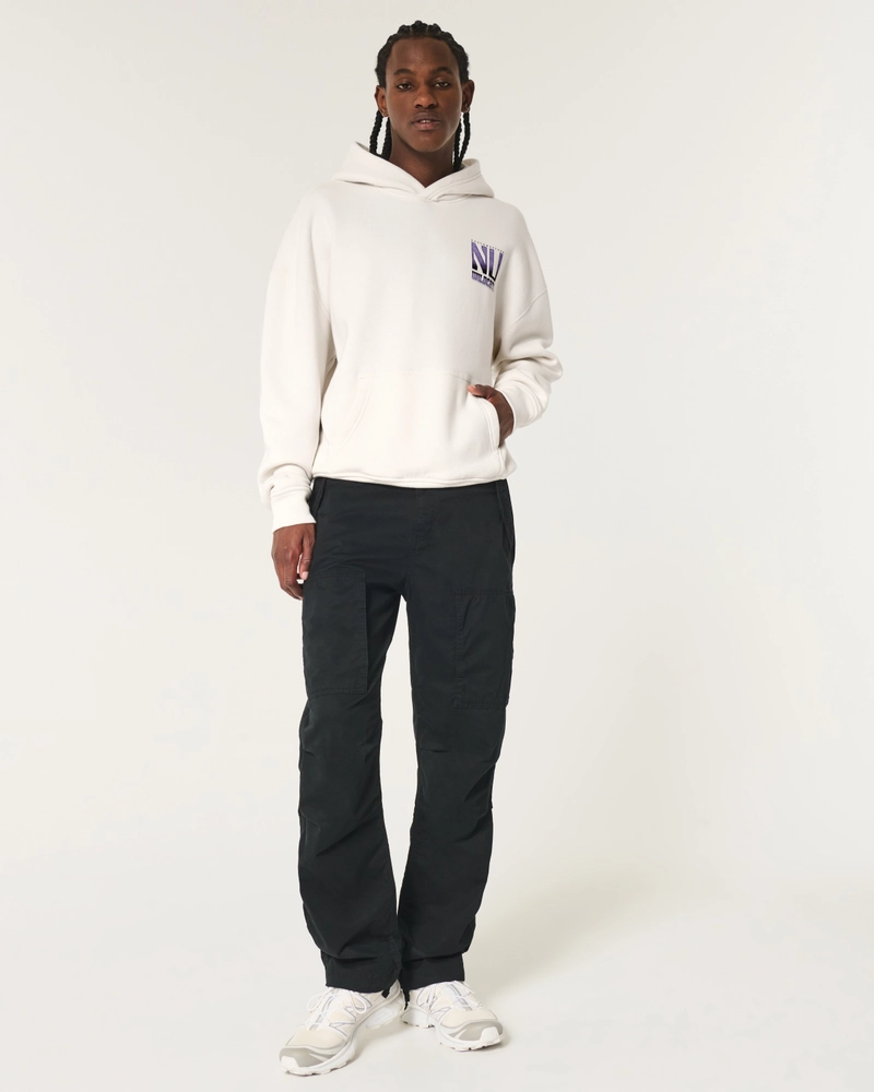 Boxy Northwestern University Wildcats Graphic Hoodie