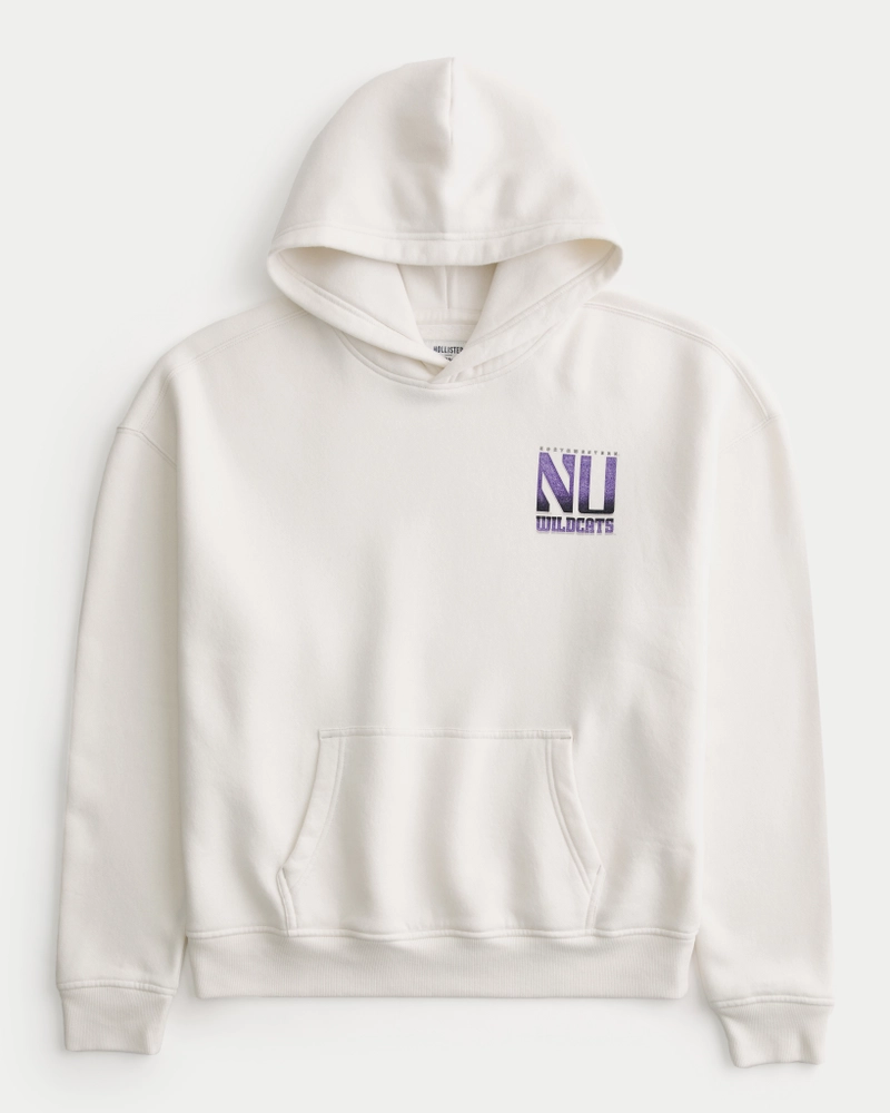 Boxy Northwestern University Wildcats Graphic Hoodie