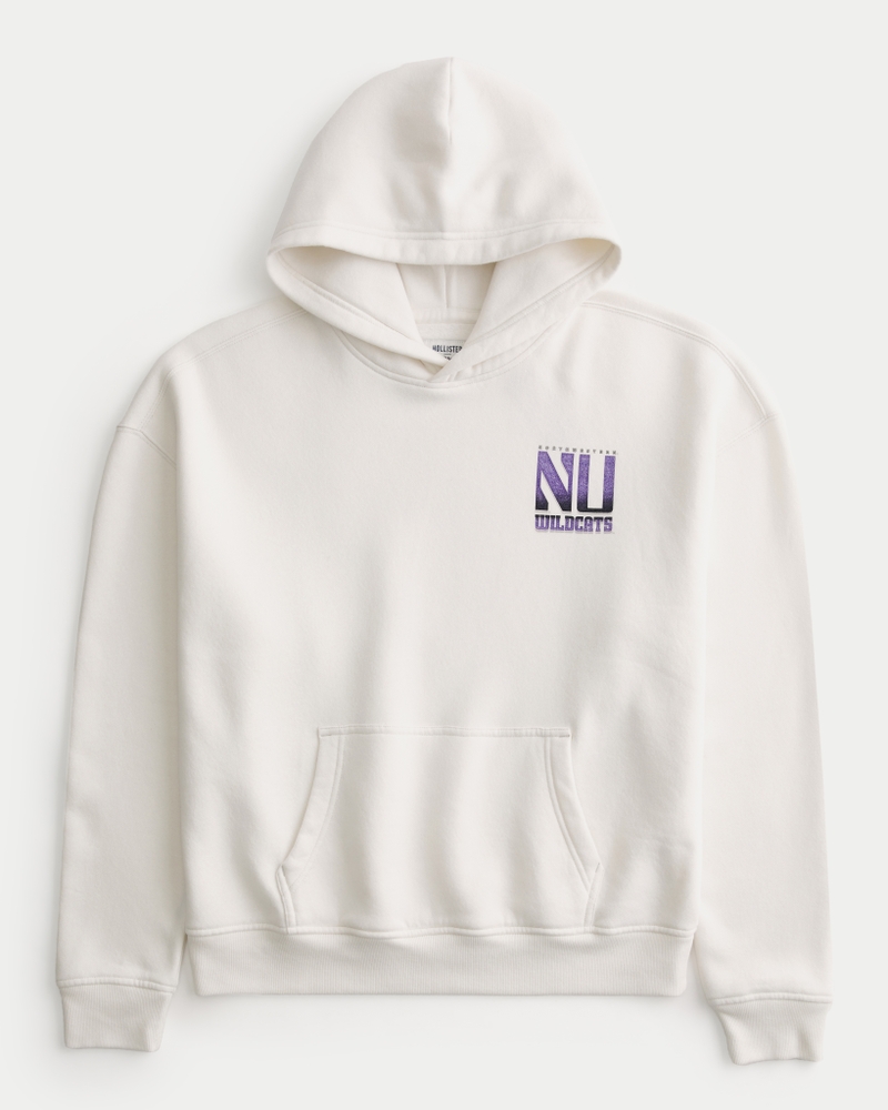 Boxy Northwestern University Wildcats Graphic Hoodie