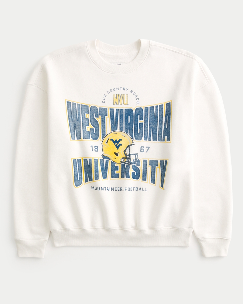 Men s Boxy West Virginia University Graphic Crew Sweatshirt Men s Graphics Shop HollisterCo