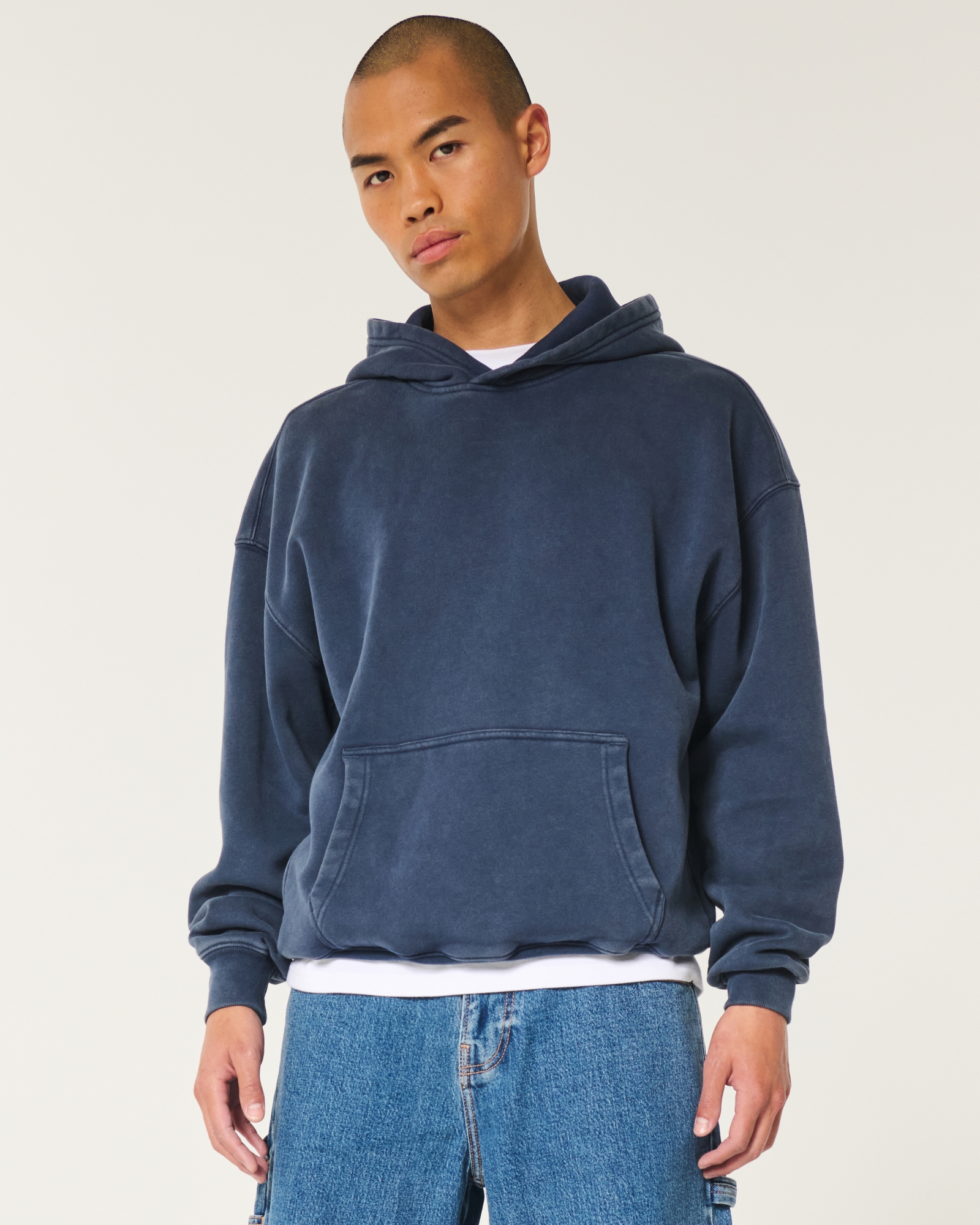 Hollister Blue Boxy Hoodie Men's Boxy Hoodie Men's Clearance