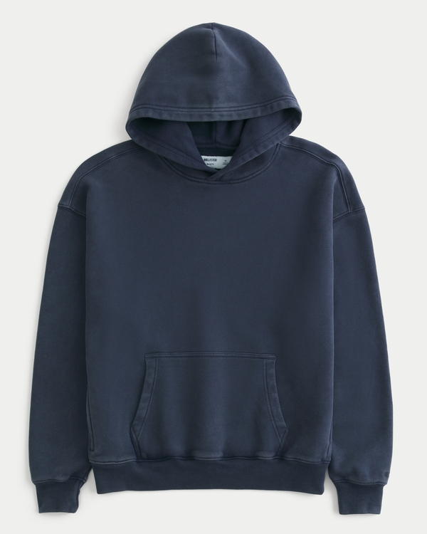 Boxy Washed Hoodie, Washed Navy