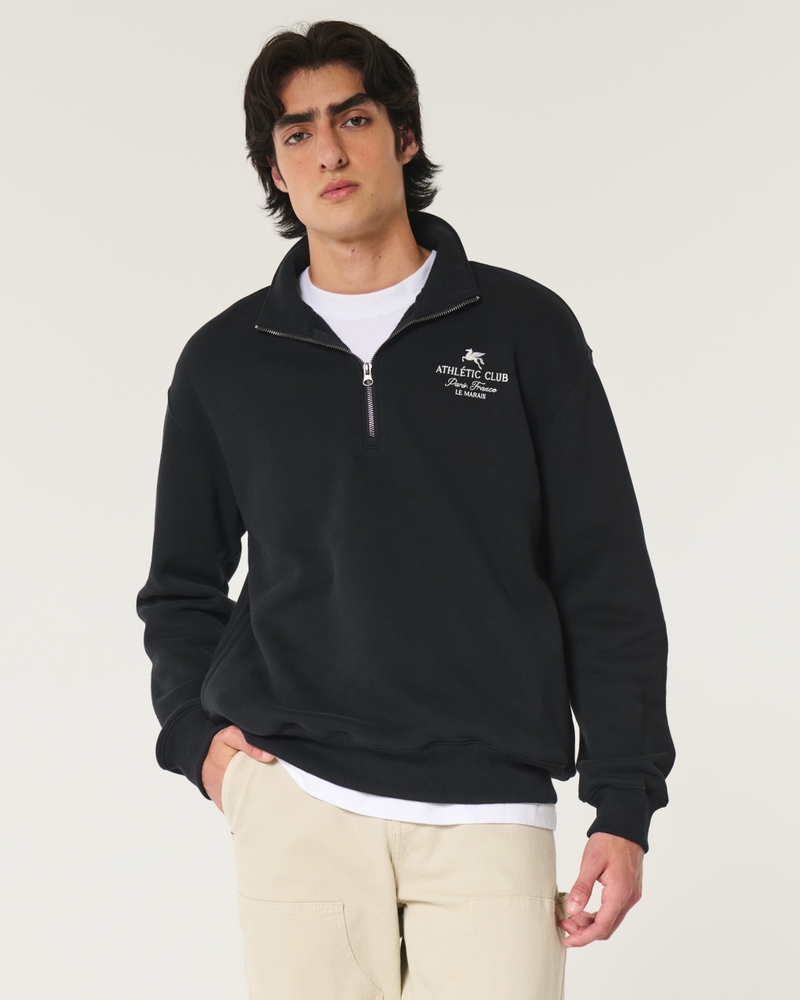 Relaxed Amalfi Coast Graphic Half-Zip Sweatshirt