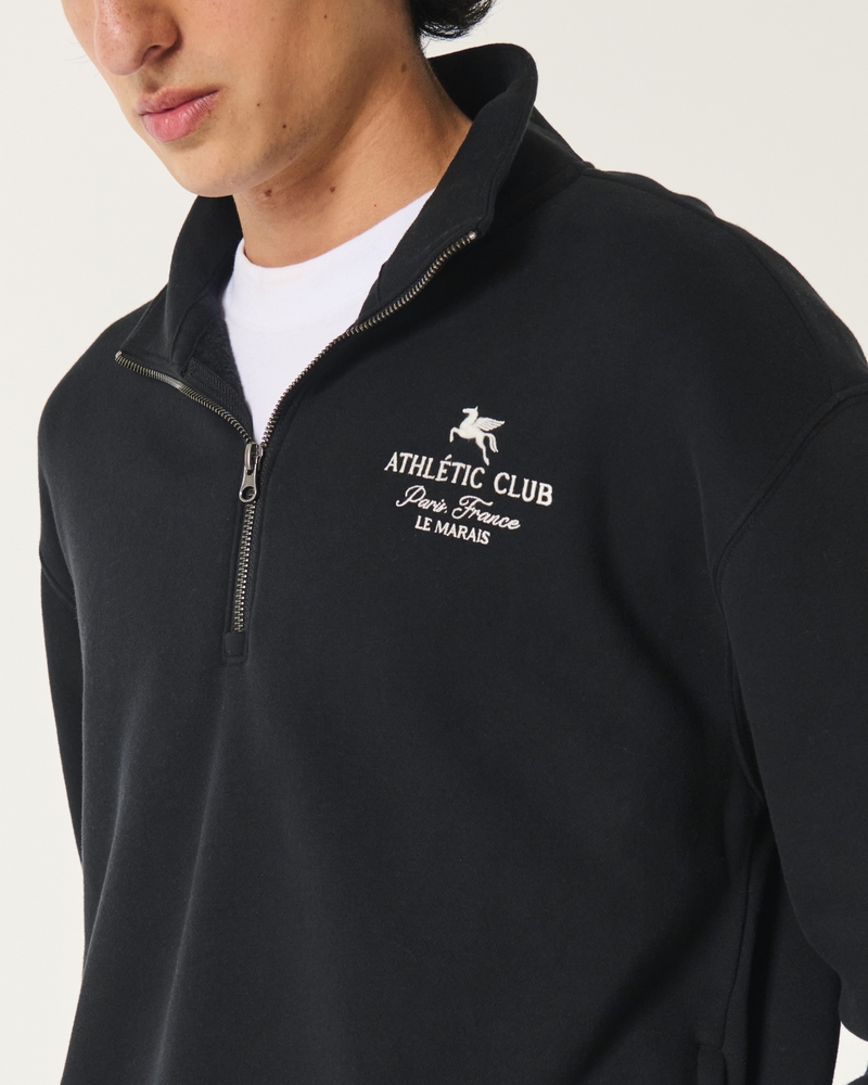 Relaxed Amalfi Coast Graphic Half-Zip Sweatshirt