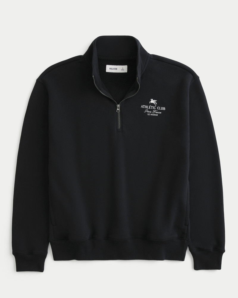 Relaxed Amalfi Coast Graphic Half-Zip Sweatshirt