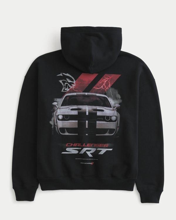 Boxy Dodge Challenger Graphic Hoodie, Black Challenger