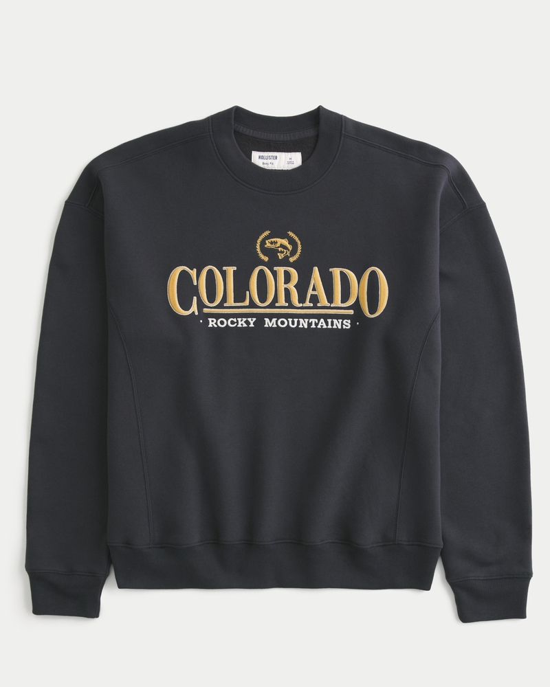 Heren Recht sweatshirt met ronde hals en Colorado print Heren Sale HollisterCo