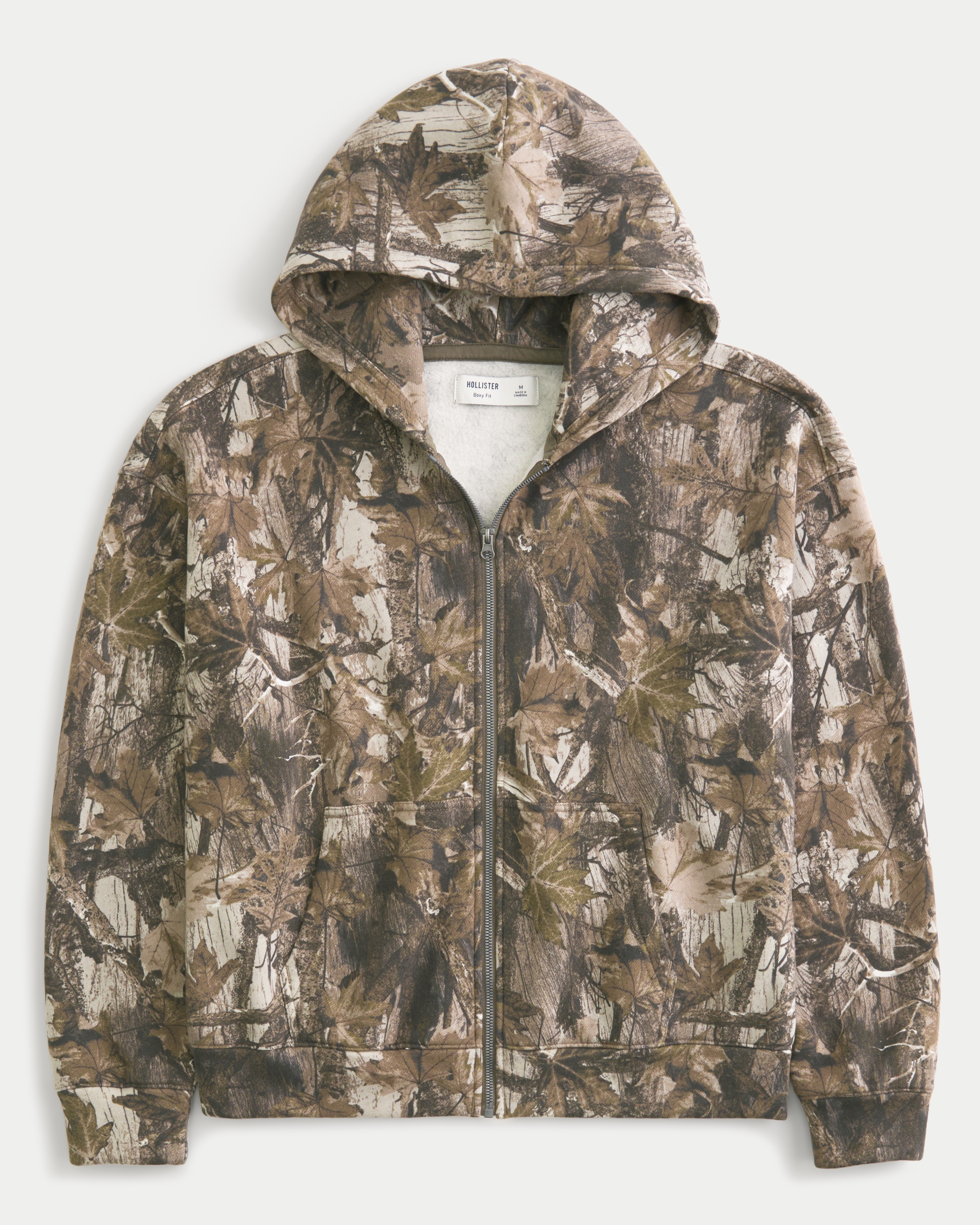 Boxy Camo Zip-Up Hoodie