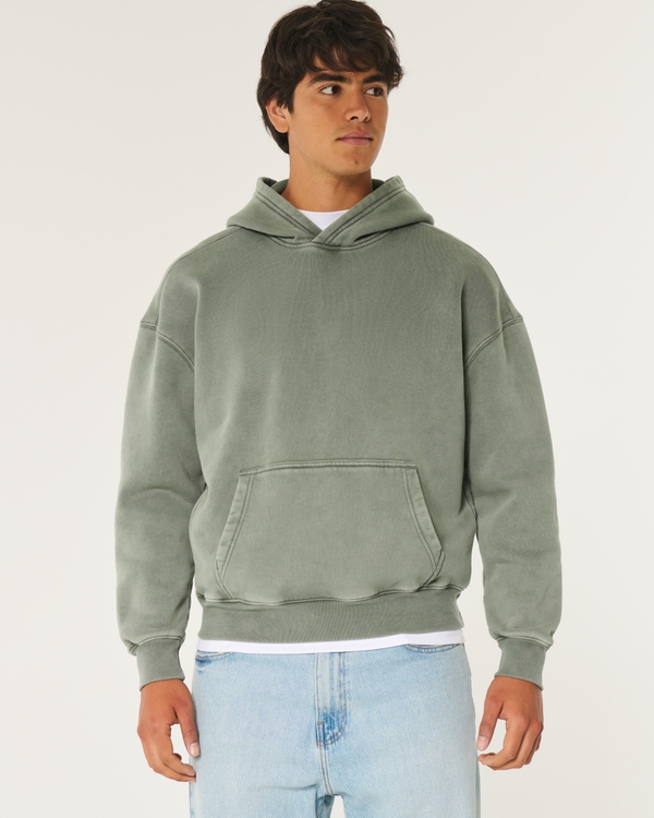 Boxy Hoodie, Washed Olive